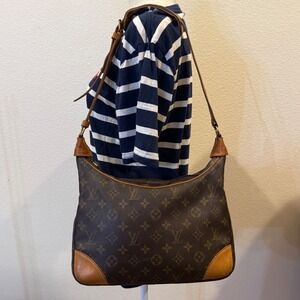 LOUIS VUITTON Boulogne 30 Shoulder Bag Monogram Leather Brown Tan